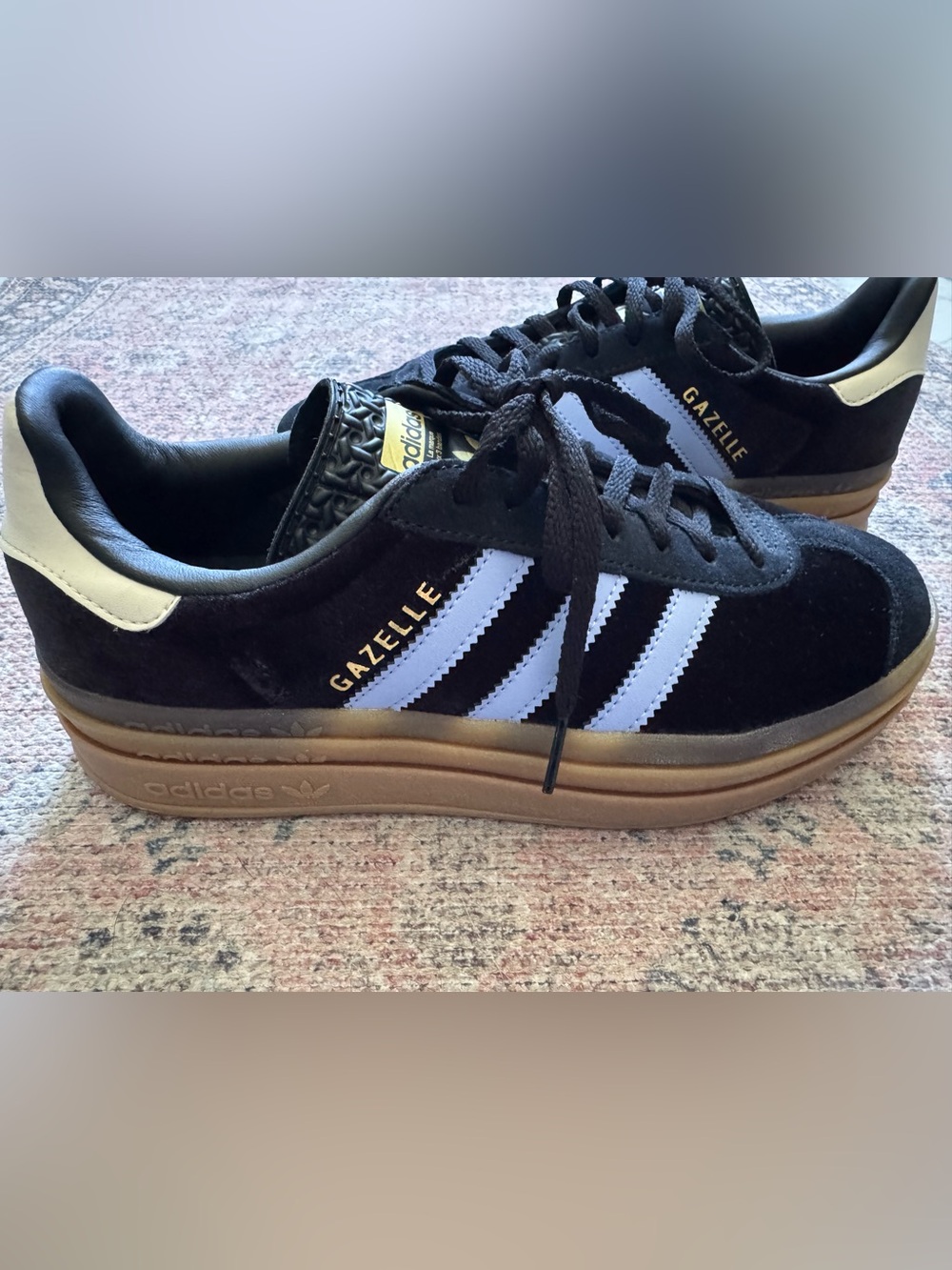 Adidas Gazelle Black Bold Gum Suede Sneakers